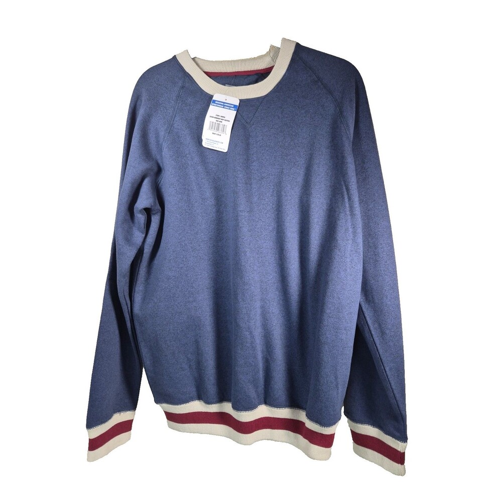 Russell Athletic Sweatshirt Mens Medium Blue Heather Raglan Crewneck NWT Striped